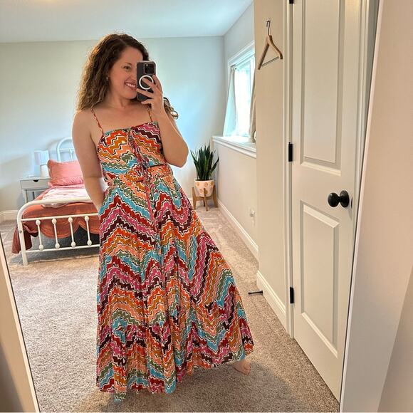 Rhode Rainbow Zig Zag Cotton Maxi Dress Small - Picture 3 of 13